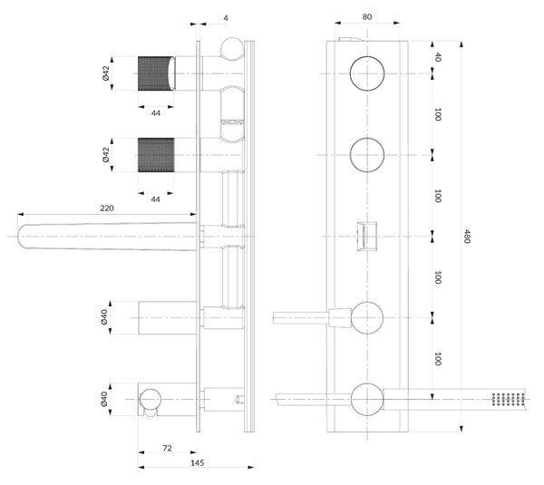 Omnires Contour baterie cadă-duș ascuns cupru CT8037/1CPB