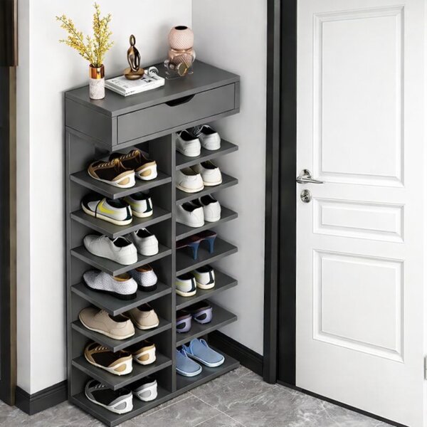 Pantofar cu 7 rafturi, 40 x 22 x 111 cm, Gri