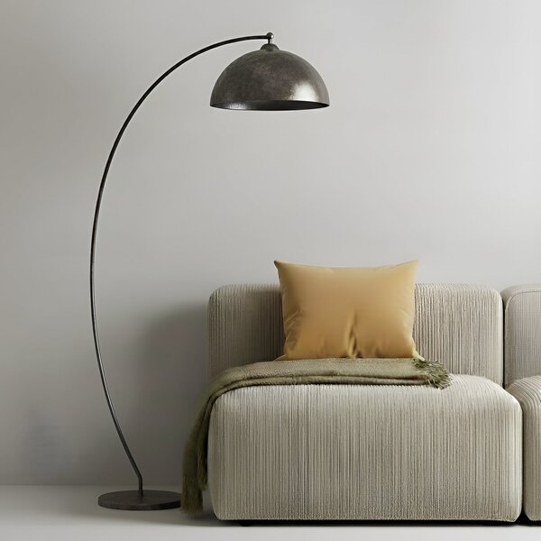 Lindby Lampă cu arc Jonera, gri, metal, E27, 185 cm înălțime, Gri, Camera de zi / sufragerie, Metal, Viața tânără