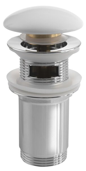 Sapho Sapho, Iesire chiuveta 5/4", click-clack, dop ceramic, grosime 0-60mm, pentru chiuvete cu preaplin, alb, AR902