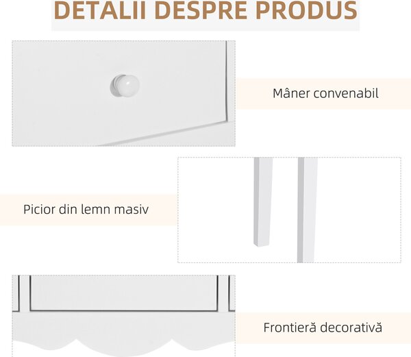 HOMCOM Masă Consolă Modernă cu 3 Sertare, Consolă de Intrare din MDF, pentru Hol, Sufragerie, 100x32x85 cm, Alb | Aosom Romania