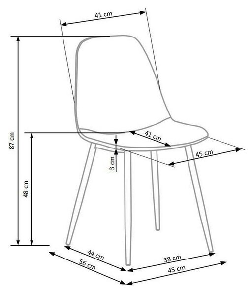 Scaun tapitat K417, bej, stofa catifelata, 44x56x87 cm