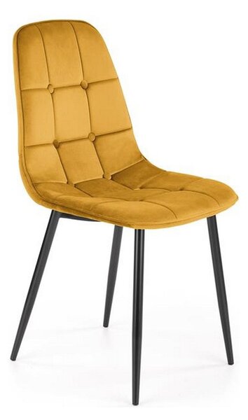 Scaun tapitat K417, galben, stofa catifelata, 44x56x87 cm