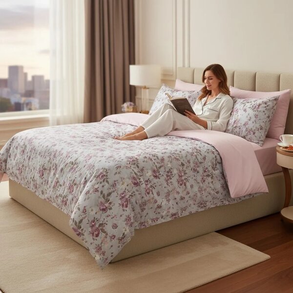 Lenjerie de pat Cotton Pro 100% bumbac – imprimare digitală (Rose Harmony)
