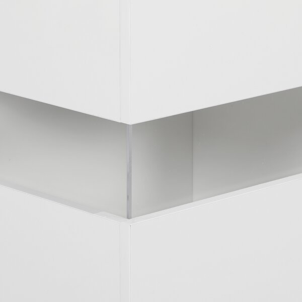 HOMCOM Bufet cu Lumini LED Reglabile prin Telecomandă, Mobilier de Sufragerie cu 4 Sertare și 2 Dulapuri, 120x34x70 cm, Alb | Aosom Romania
