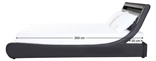 KONDELA Pat matrimonial cu iluminare RGB LED, negru, 160x200, FELINA