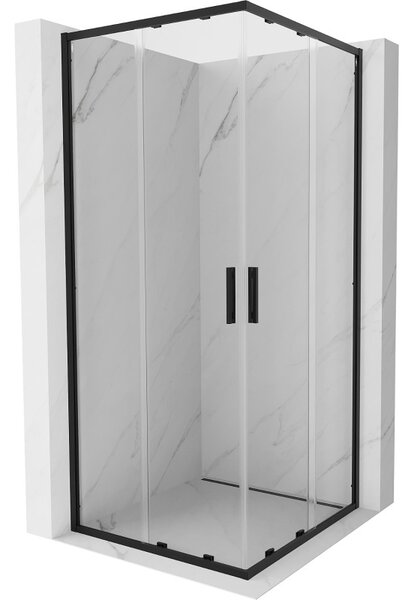 Mexen Exo-S Duo cabina de duș pătrată cu uși culisante 80 x 80 cm, transparentă, neagră - 8111-080-080-70-00