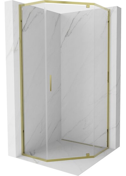 Mexen Exo-R cabina de duș pentagonală cu deschidere de 90 x 90 cm, transparentă, aurie - 812-090-090-50-00