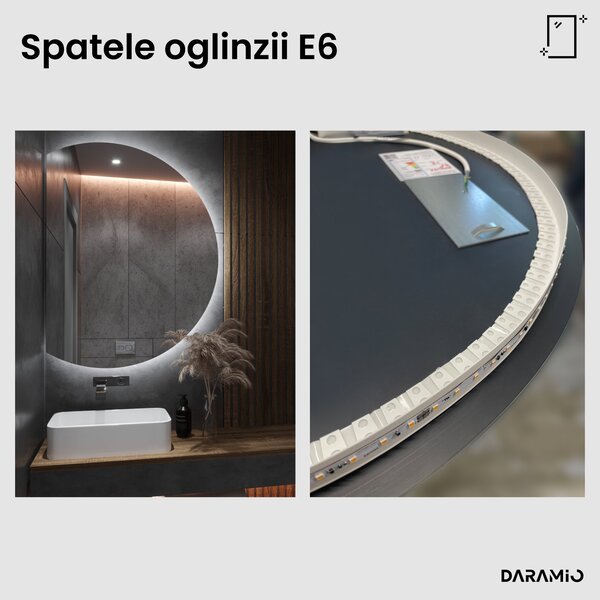 Daramio Oglindă de baie rotundă cu iluminare LED E6