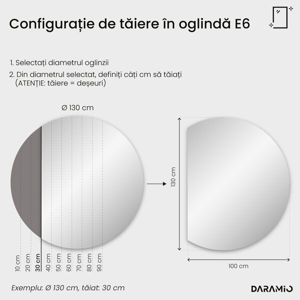 Daramio Oglindă de baie rotundă cu iluminare LED E6