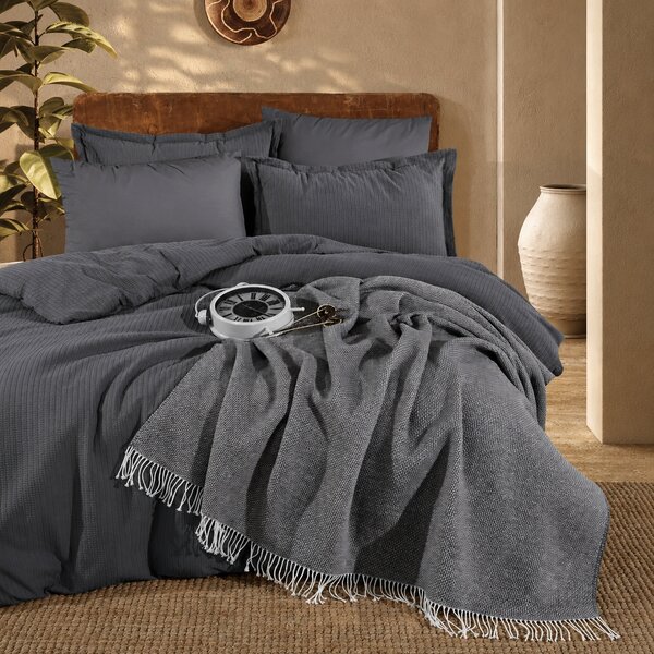 Lenjerie de Pat Premium EVEYA V2 Clasy cu Pătură Decorativă – 100% Bumbac, 7 Piese (EVEYA V2)