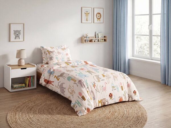 Cearsaf din bumbac pentru patut de copii ALPHORA colorat 110x160 cm