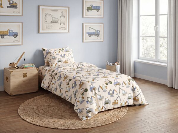 Cearsaf din bumbac pentru patut de copii DIGGERO colorat 110x160 cm