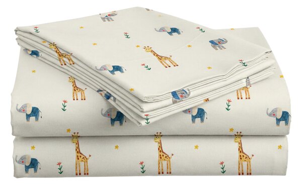 Cearsaf din bumbac pentru patut copii LITTLE SAFARI colorat 110x160 cm