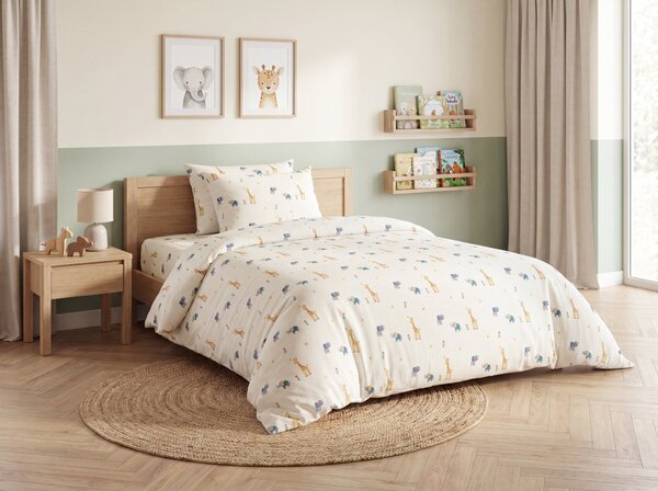Cearsaf din bumbac pentru patut copii LITTLE SAFARI colorat 110x160 cm