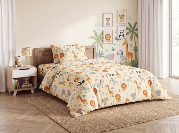Cearsaf din bumbac pentru patut copii ANIMORA colorat 110x160 cm