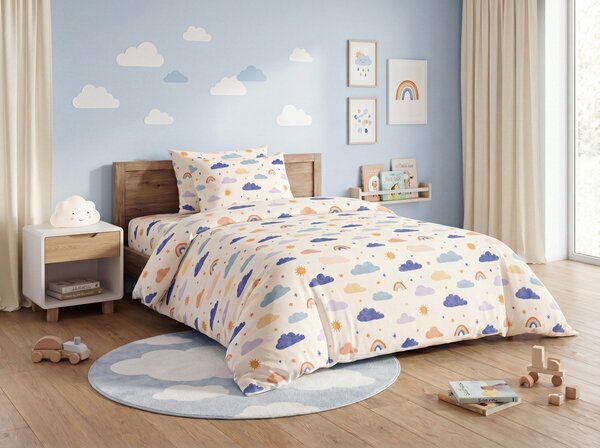 Cearsaf din bumbac pentru patut copii CLOUDIRO colorat 110x160 cm