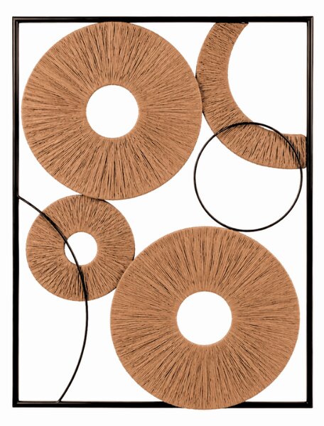 Decoratiune de perete CIRCLES metalica 48x68 cm, neagra / maro