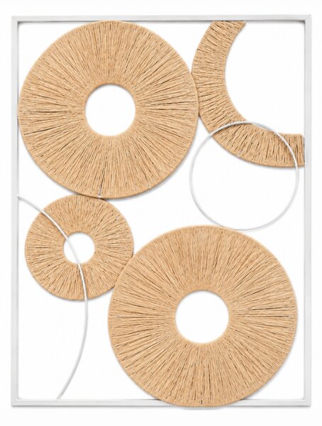 Decoratiune de perete CIRCLES metalica 48x68 cm, alba / bej