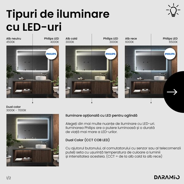 Daramio Oglindă de baie cu iluminare LED F1