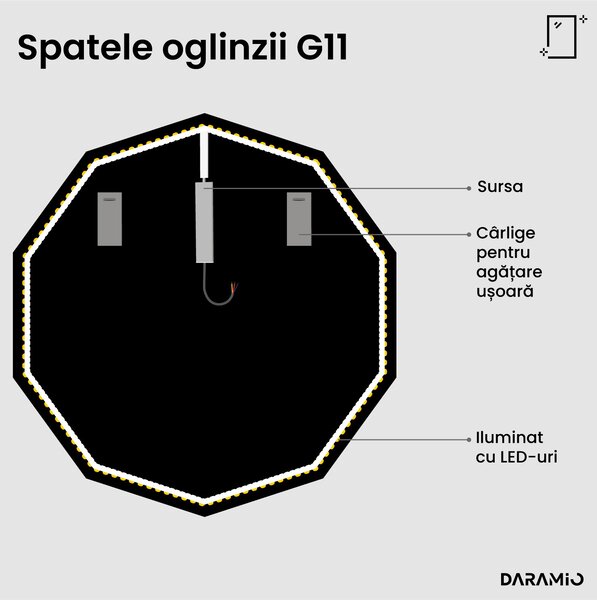 Oglindă atipică cu iluminare LED G11