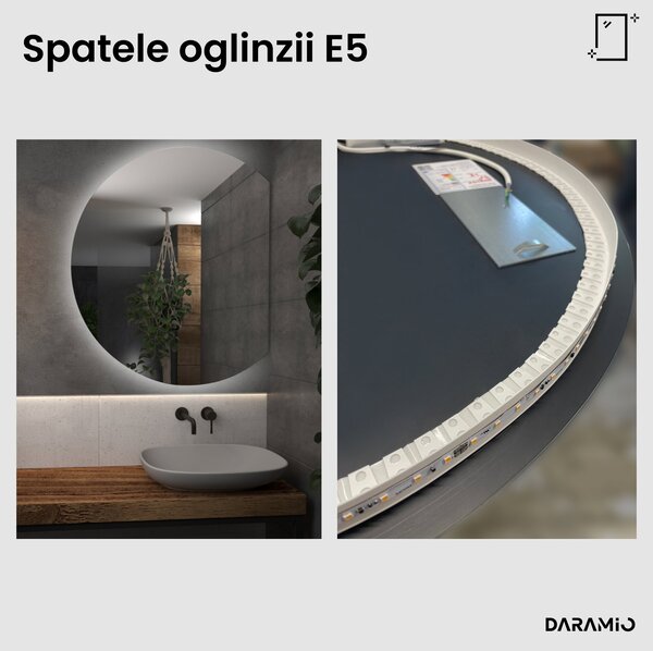 Daramio Oglindă de baie rotundă cu iluminare LED E5