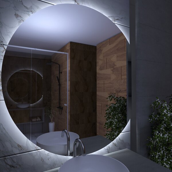 Daramio Oglindă de baie rotundă cu iluminare LED E5