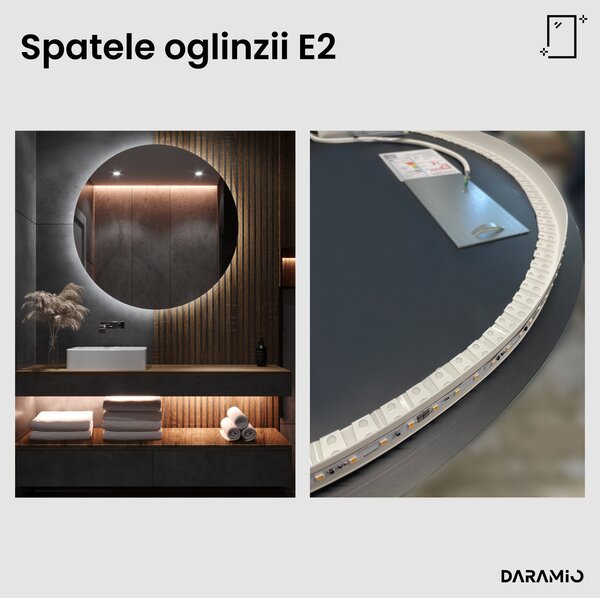 Daramio Oglindă de baie rotundă cu iluminare LED E2