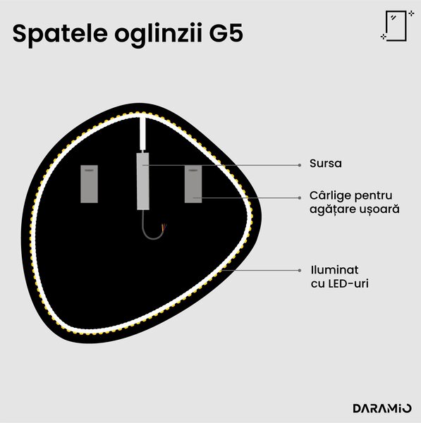 Oglindă atipică cu iluminare LED G5