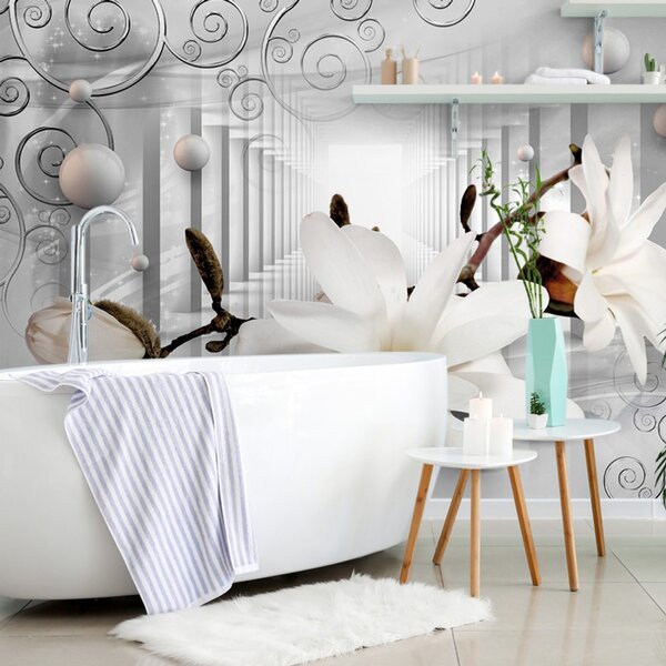 Tapet magnolie cu fundal abstract