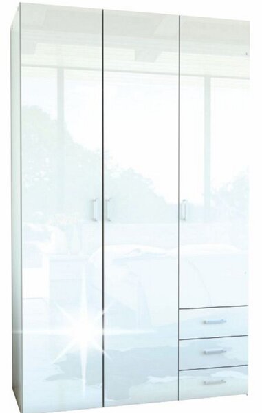 Dulap GWEN 70427, alb, PAL, cu 3 usi si 3 sertare, 116x50x200 cm