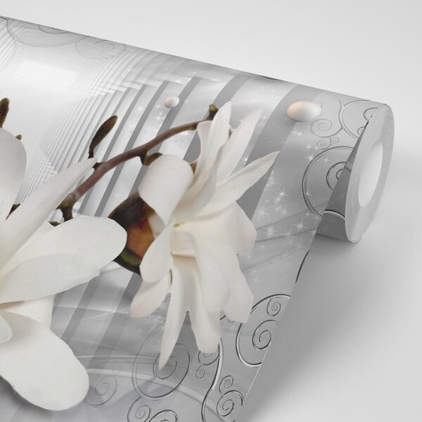 Tapet magnolie cu fundal abstract