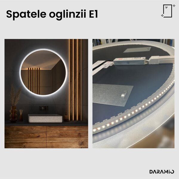 Daramio Oglindă de baie rotundă cu iluminare LED E1