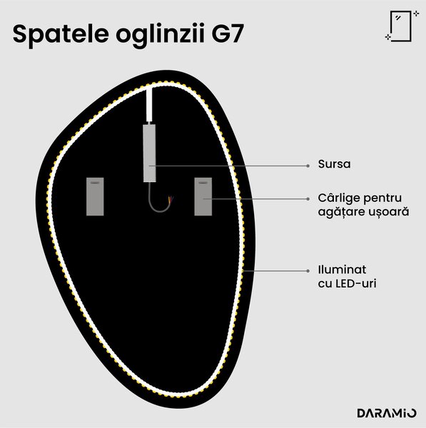 Oglindă atipică cu iluminare LED G7
