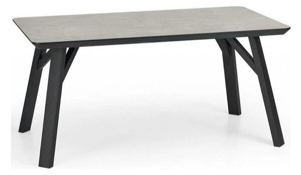 Masa HALIFAX, gri beton/negru, 160x90x76 cm