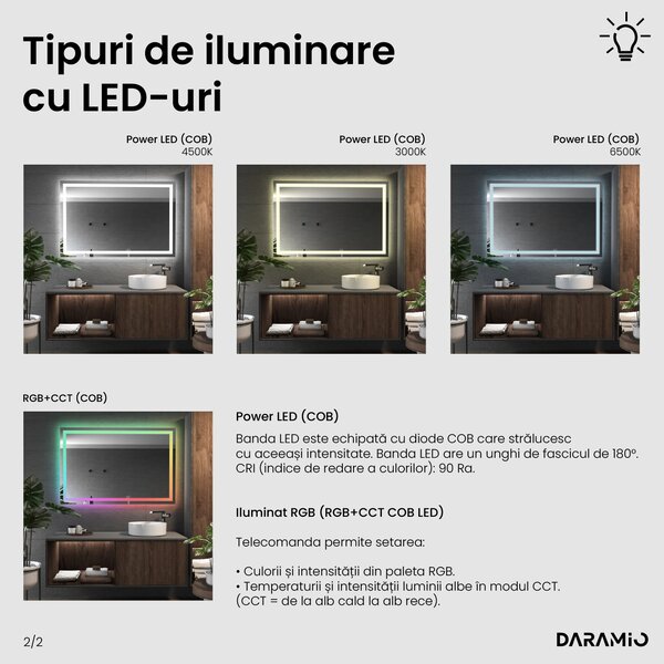 Daramio Oglindă de baie cu iluminare LED F2