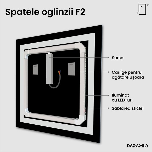 Daramio Oglindă de baie cu iluminare LED F2