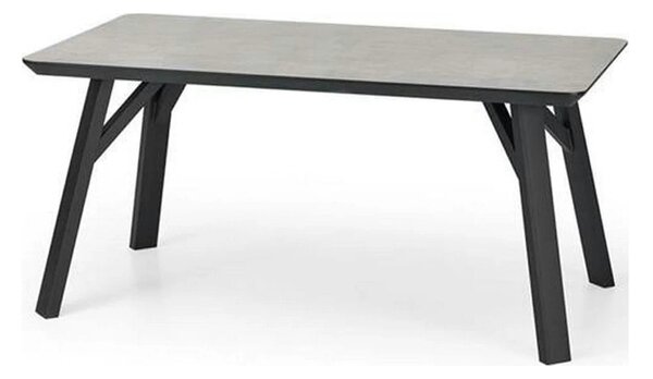 Masa HALIFAX, gri beton/negru, 160x90x76 cm