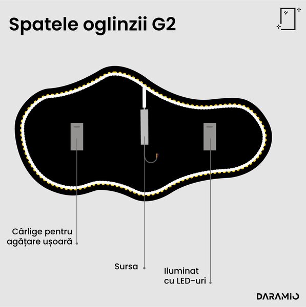Oglindă atipică cu iluminare LED G2