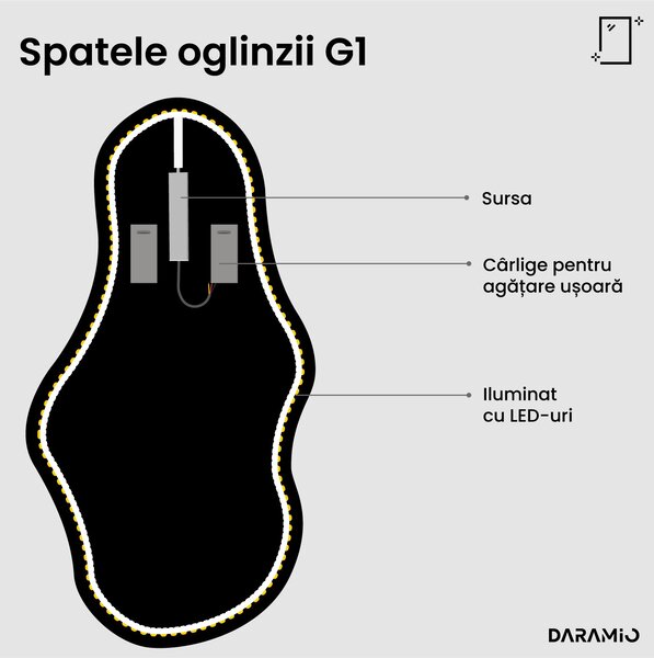 Oglindă atipică cu iluminare LED G1