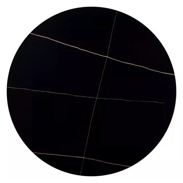 Masa RION, negru mat cu efect de marmura, ceramica/metal, 90x90x76 cm