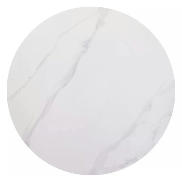 Masa RION, alb cu efect de marmura/negru, ceramica/metal, 90x90x76 cm