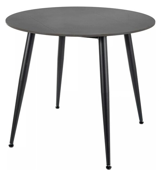 Masa RION, negru mat cu efect de marmura, ceramica/metal, 90x90x76 cm