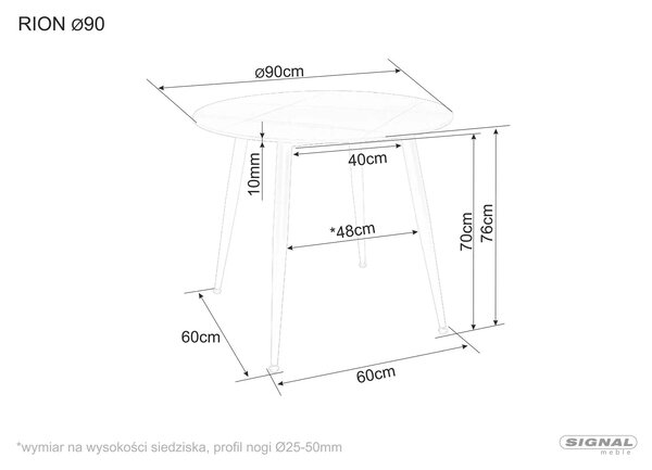 Masa RION, alb cu efect de marmura/negru, ceramica/metal, 90x90x76 cm