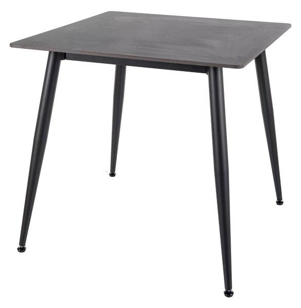 Masa RION, negru mat cu efect de marmura, ceramica/metal, 80x80x76 cm