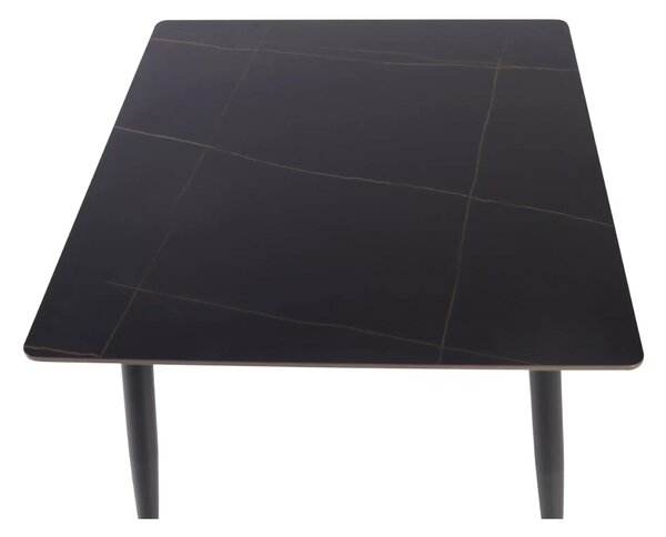 Masa RION, negru mat cu efect de marmura, ceramica/metal, 80x80x76 cm