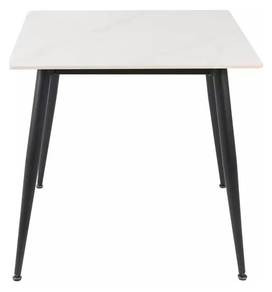 Masa RION, alb cu efect de marmura/negru, ceramica/metal, 80x80x76 cm
