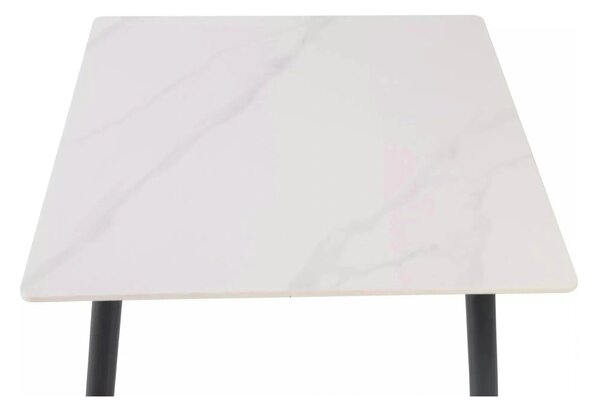 Masa RION, alb cu efect de marmura/negru, ceramica/metal, 80x80x76 cm