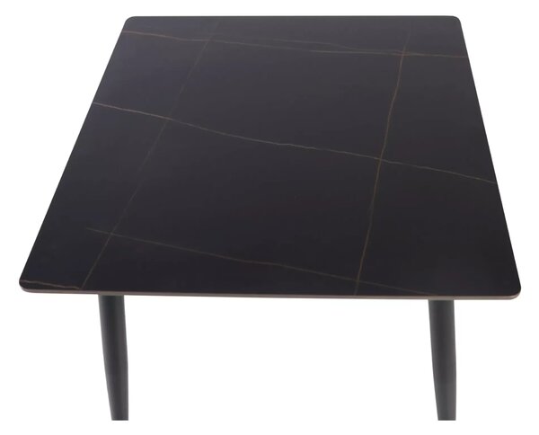 Masa RION, negru cu efect de marmura, ceramica/metal, 130x70x76 cm