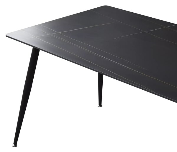 Masa RION, negru cu efect de marmura, ceramica/metal, 130x70x76 cm
